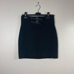 Zara Black Buckle Mini Skirt